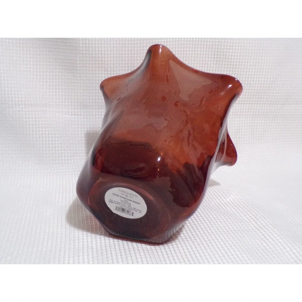 Glass Champagne Vase‎ Bucket Redish Brown Ruffle Folded Vase 54 Fl Ounces